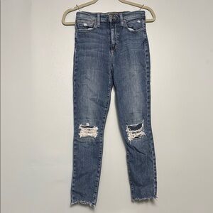 Joe's Jeans Blue Ankle Cropped Distressed Denim